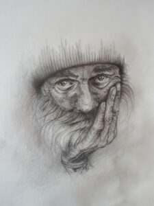 Dibujo con carbón y grafito sobre papel Canson