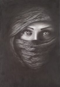 Dibujo con carbón y grafito sobre papel Canson